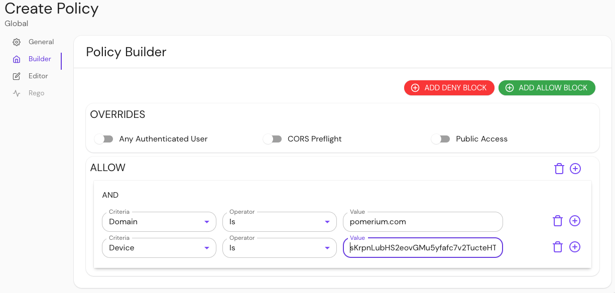 Build policy with Console GUI